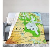 HLBSDM Coperta da viaggio in flanella leggera, 40"X30" Mappa fisica del Canada, facile da trasportare, adatta per campeggio e uso domestico