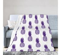 HLBSDM Coperta da viaggio in flanella leggera con ananas viola, 60"X50", facile da trasportare, adatta per campeggio e uso domestico