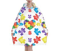 HLBSDM Coperte con cappuccio per la consapevolezza dell'autismo per donne e uomini, coperte con cappuccio oversize indossabili per adulti, morbide e calde
