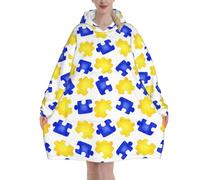 HLBSDM Coperte con cappuccio per la consapevolezza dell'autismo per donne e uomini, coperte con cappuccio oversize indossabili per adulti, morbide e calde