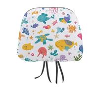 HLBSDM Copri poggiatesta auto personalizzati con meduse e tartarughe sotto il mare, coprisedili morbidi per auto, accessori per decorazioni interne, 1 pezzo