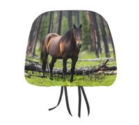 HLBSDM Copri poggiatesta auto personalizzati con motivo Cavallo nelle foreste pluviali, coprisedili morbidi per auto, accessori, decorazioni per interni, 1 pezzo