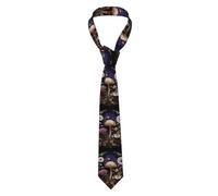 HLBSDM Cravatta da uomo extra lunga e sottile con stampa di funghi e fiori bianchi, 145x8 cm, facile da lavare, alla moda, ideale per abiti, matrimoni e feste.