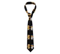 HLBSDM Cravatta da uomo extra lunga e sottile con stampa di un piccolo leone con berretto da baseball, 57x3,1 pollici, facile da lavare, alla moda, con stampa, ideale per abiti, matrimoni e feste.