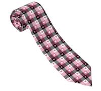 HLBSDM Cravatte da uomo Comfort Pink a quadri con cuori Cravatte da uomo per lavoro Matrimonio Compleanno Festa del papà
