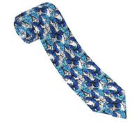 HLBSDM Cravatte da uomo comode con farfalle blu e bianche, cravatte da uomo per lavoro, matrimonio, compleanno, festa del papà