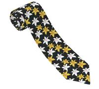 HLBSDM Cravatte da uomo comode, con fiori di giglio bianco giallo, cravatte da uomo per lavoro, matrimonio, compleanno, festa del papà