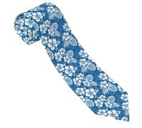 HLBSDM Cravatte da uomo comode in stile hawaiano, bianche e blu, per lavoro, matrimonio, compleanno, festa del papà