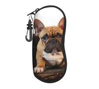 HLBSDM Custodia per occhiali da sole con simpatico bulldog francese per uomo e donna, in neoprene morbido con clip da cintura.