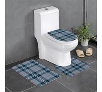 HLBSDM Design a quadri (2) Set di 3 tappeti da bagno Tappetini in morbida flanella con tappeto a forma di U Copriwater