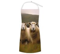 HLBSDM Due grembiuli da cuoco con pecore bianche, da donna, per cucinare, con stampa della Torre Eiffel di Parigi, grembiuli da lavoro stampati per adulti, uomini e donne