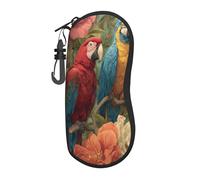 HLBSDM Due pappagalli su un ramo di fiori Custodia per occhiali portatile Borsa per occhiali da sole leggera Custodia per occhiali
