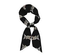 HLBSDM Elegante sciarpa in raso Kung Fu Rabbit per donna, morbida e lucida, con stampa integrale, versatile da indossare come fascia per capelli o cravatta per appuntamenti e foto di viaggio.