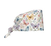 HLBSDM Eleganti cuffie chirurgiche con stampa a farfalle colorate per uomo e donna - Cuffie chirurgiche regolabili per infermieri e donne con fascia antisudore