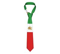 HLBSDM Emblema dell'Iran Leone e Sole Bandiera dell'Iran Cravatta a righe Cravatte da uomo Cravatte da uomo per feste e affari Cravatta morbida in tessuto