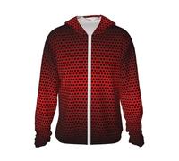 HLBSDM Felpa con Cappuccio da Uomo a Maniche Lunghe con Zip Intera e Stampa Geometrica Rossa, Ideale per la Protezione Solare, la Pesca e l'escursionismo.