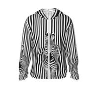 HLBSDM Felpa con Cappuccio da Uomo a Maniche Lunghe con Zip Intera e Stampa Illusione Ottica zebrata, Ideale per la Protezione Solare, la Pesca e l'escursionismo.