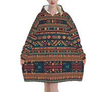 HLBSDM Felpa con cappuccio indossabile con motivo scozzese autunnale in stile messicano colorato, oversize, calda e accogliente, per donne e uomini