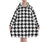 HLBSDM Felpe con cappuccio con motivo classico pied de poule per donne e uomini, coperte con cappuccio oversize indossabili per adulti, morbide e calde