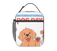 HLBSDM Giornata internazionale del cane: borsa termica riutilizzabile, carina e a prova di perdite per il pranzo - ideale per donne e uomini al lavoro, in ufficio, in viaggio o per un picnic.