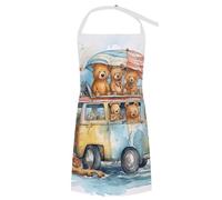HLBSDM Grembiule da cuoco con camion e orso, per donne che cucinano, con due immagini di pinguini, stampato, grembiuli artigianali per adulti, uomini e donne