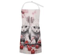 HLBSDM Grembiule da cuoco con gatto e ciliegia, per donne che cucinano, due immagini di pinguini stampate, grembiuli artigianali stampati per adulti, uomini e donne