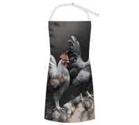 HLBSDM Grembiule da cuoco con motivo a gallo, per donne che cucinano, con due immagini di pinguini, stampato, grembiuli artigianali per adulti, uomini e donne