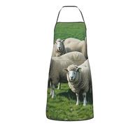 HLBSDM Grembiule da cuoco regolabile con stampa di pecore e agnelli, con tasche, unisex, per cucina, griglia, pittura e uso in ristorante