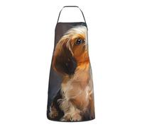 HLBSDM Grembiule da cuoco regolabile con stampa di un simpatico cane e tasche, unisex, per cucina, griglia, pittura e uso in ristorante
