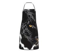 HLBSDM Grembiule da cuoco regolabile con stampa leopardata nera e tasche, unisex, per cucina, griglia, pittura e uso in ristorante