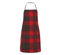 HLBSDM Grembiule da cuoco regolabile con stampa scozzese rossa e nera, con tasche, unisex, per cucina, griglia, pittura e uso in ristorante