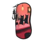 HLBSDM Gruppo di gatti neri seduti in un bar, custodia portatile per occhiali, borsa per occhiali da sole leggera, custodia per occhiali