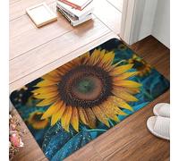 HLBSDM Il più bel zerbino per porta d'ingresso a forma di girasole, resistente e adatto a tutte le condizioni atmosferiche, per esterni e interni, assorbente, antiscivolo, a basso profilo, 24" x 16"