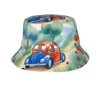 HLBSDM Illustrazione di Una Coccinella, Cappello a Secchiello Stampato, Cappello a Secchiello Elegante, Adatto per la Pesca, la Spiaggia e Il Giardinaggio, Nero