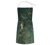 HLBSDM Indossando un grembiule da chef verde, donne che cucinano due pinguini, immagini stampate, grembiuli artigianali stampati per adulti, uomini e donne