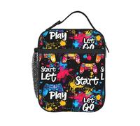 HLBSDM Inizia a giocare Lascia andare Porta pranzo termico Borse termiche per il pranzo per uomo e donna con manico staccabile Borsa per il pranzo