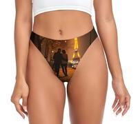 HLBSDM Intimo Sexy da Donna con Stampa Romantica della Torre Eiffel di Parigi, Perizoma a Vita Bassa, Mutandine a Vita Bassa