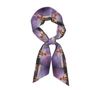 HLBSDM La Torre Eiffel al crepuscolo. Sciarpa lunga in raso da donna, sciarpa per capelli/foulard in morbida seta con stampa integrale.
