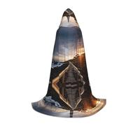 HLBSDM Mantella con cappuccio stampa faro per adolescenti, unisex, mantella lunga e completa