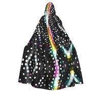 HLBSDM Mantello con cappuccio nero da 59 pollici con farfalle bianche e dorate, unisex, per Halloween, per diavoli, streghe, maghi, Halloween, Natale, cosplay.