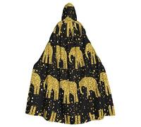 HLBSDM Mantello lungo con cappuccio e stampa astratta a motivo di elefante per uomo e donna, ideale per Halloween, costume medievale o rinascimentale da strega.