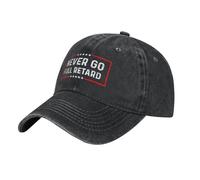 HLBSDM Never Go Full Retard Retro Denim Hat Washed Baseball cap Black