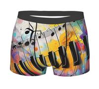 HLBSDM Note Musicali e Tasti del Pianoforte, Musica Moderna Colorata, Slip Boxer da Uomo Astratti, Biancheria Intima Fresca per Uomo, Morbida e Confortevole