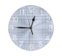 HLBSDM Orologio da parete rotondo a griglia blu e bianca, 25 cm, silenzioso, senza ticchettio, moderno, a batteria, decorativo per casa e ufficio.