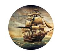 HLBSDM Orologio da parete rotondo silenzioso, moderno, senza ticchettio, con stelo a forma di vecchia nave a vela, ideale come decorazione per soggiorno, ufficio, cucina e camera da letto.