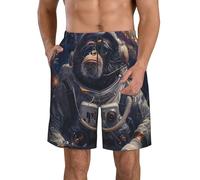 HLBSDM Pantaloncini da Bagno da Uomo ad Asciugatura Rapida, Stile Fantasy, con Tasche, Motivo: Scimmia, Astronauta, Stelle della Galassia