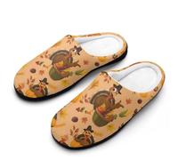 HLBSDM Pantofole da casa invernali da donna, calde, antiscivolo, per interni ed esterni, con suola in gomma, per raccolto autunnale, tacchino del Ringraziamento, gatto nero rustico, mela