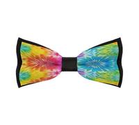 HLBSDM Papillon da uomo con fiamme affumicate e arcobaleno colorato, tie-dye-4, papillon classico regolabile, pre-annodato, per matrimoni, regali aziendali