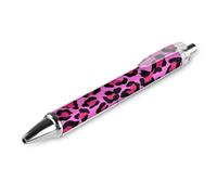 HLBSDM Penna a sfera classica da 0,5 mm con punta fine e inchiostro nero, per ufficio, con pois rosa e stampa leopardata, 1 pezzo