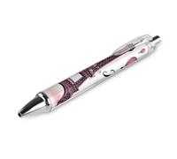 HLBSDM Penna a sfera classica da 0,5 mm con punta fine e inchiostro nero, per ufficio, penna rosa Torre Eiffel di Parigi, 1 pezzo